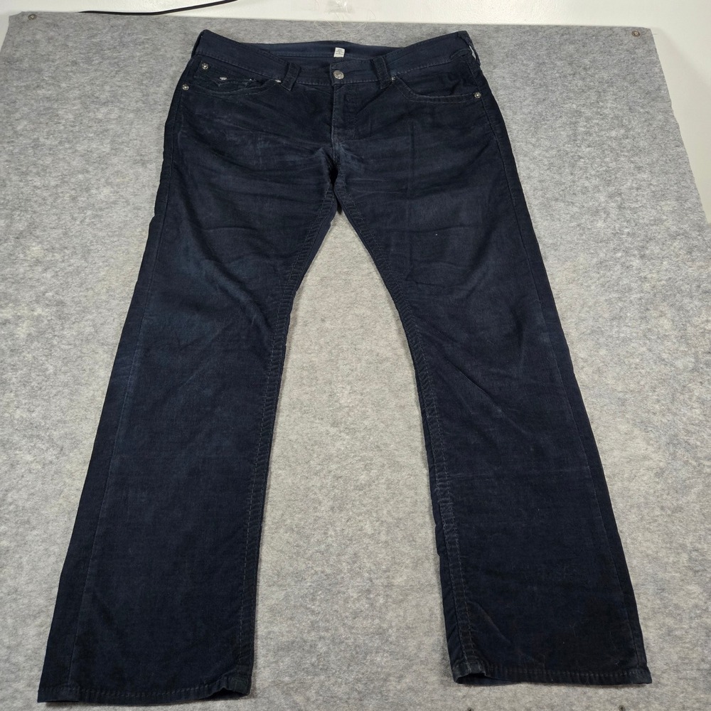 True Religion Section Straight Corduroy Pants Mens 38 Navy Blue Y2K Streetwear